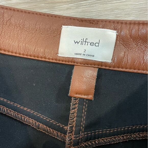 Wilfred Aritzia Chemistry Skirt Brown Faux Leather Stretchy Mini skirt sz 2 - Picture 4 of 10